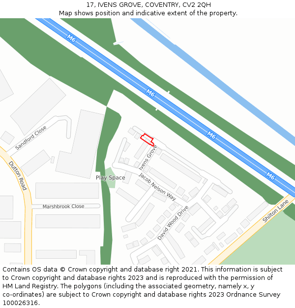 17, IVENS GROVE, COVENTRY, CV2 2QH: Location map and indicative extent of plot