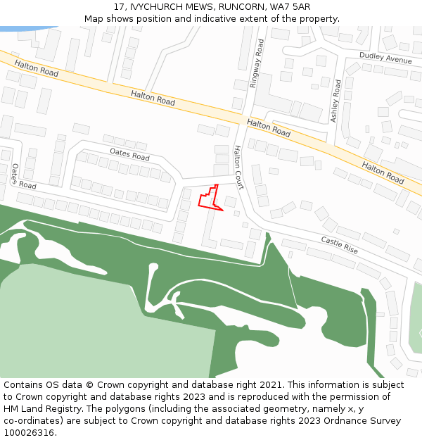 17, IVYCHURCH MEWS, RUNCORN, WA7 5AR: Location map and indicative extent of plot