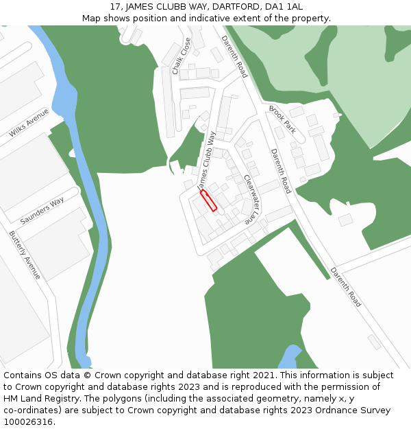 17, JAMES CLUBB WAY, DARTFORD, DA1 1AL: Location map and indicative extent of plot