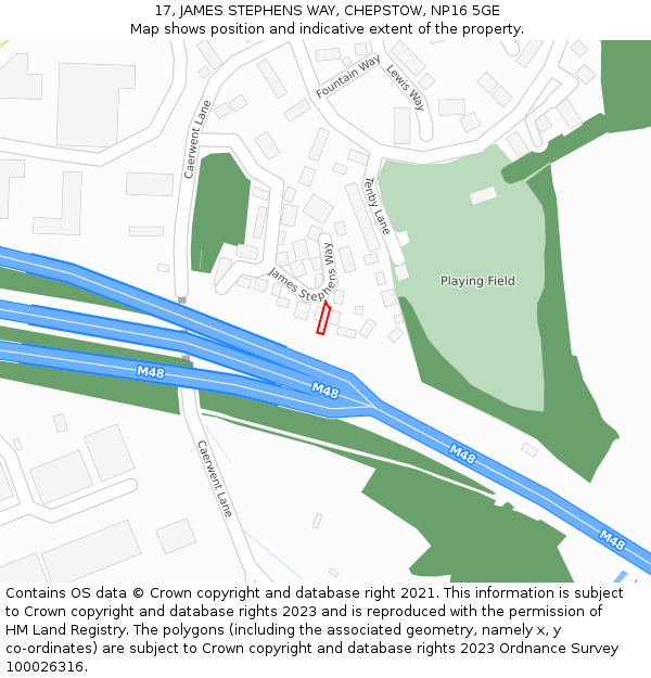 17, JAMES STEPHENS WAY, CHEPSTOW, NP16 5GE: Location map and indicative extent of plot