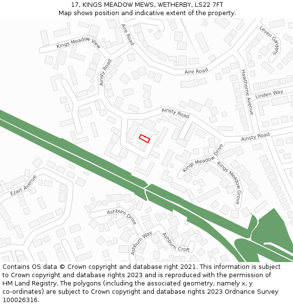 17, KINGS MEADOW MEWS, WETHERBY, LS22 7FT: Location map and indicative extent of plot