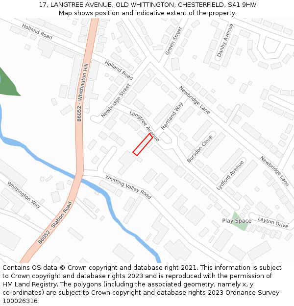 17, LANGTREE AVENUE, OLD WHITTINGTON, CHESTERFIELD, S41 9HW: Location map and indicative extent of plot