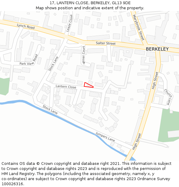 17, LANTERN CLOSE, BERKELEY, GL13 9DE: Location map and indicative extent of plot