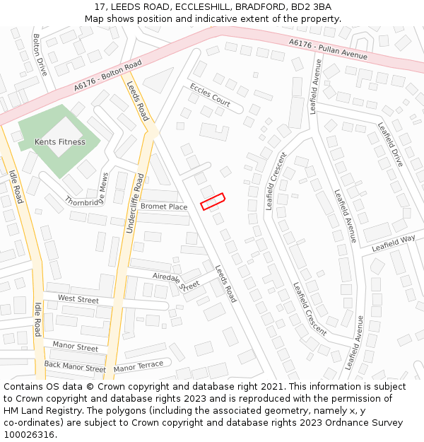 17, LEEDS ROAD, ECCLESHILL, BRADFORD, BD2 3BA: Location map and indicative extent of plot