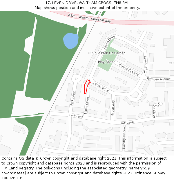 17, LEVEN DRIVE, WALTHAM CROSS, EN8 8AL: Location map and indicative extent of plot