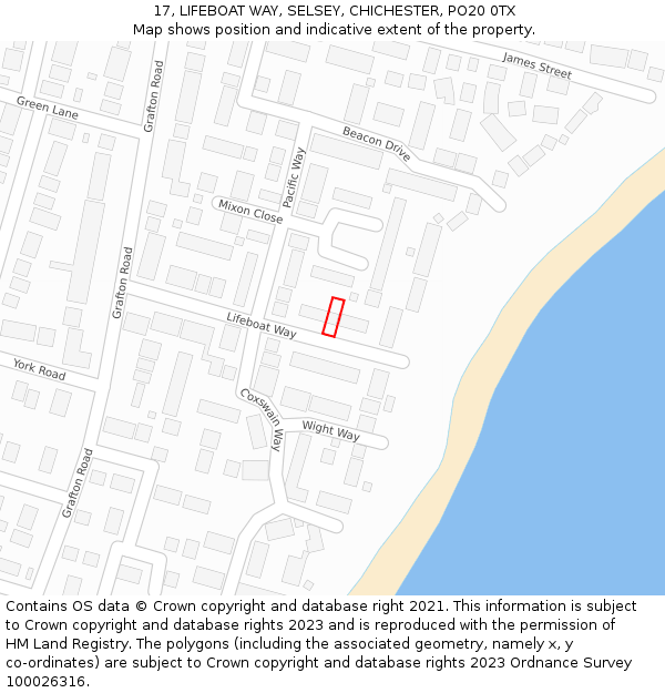 17, LIFEBOAT WAY, SELSEY, CHICHESTER, PO20 0TX: Location map and indicative extent of plot
