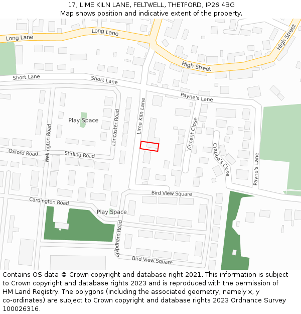 17, LIME KILN LANE, FELTWELL, THETFORD, IP26 4BG: Location map and indicative extent of plot