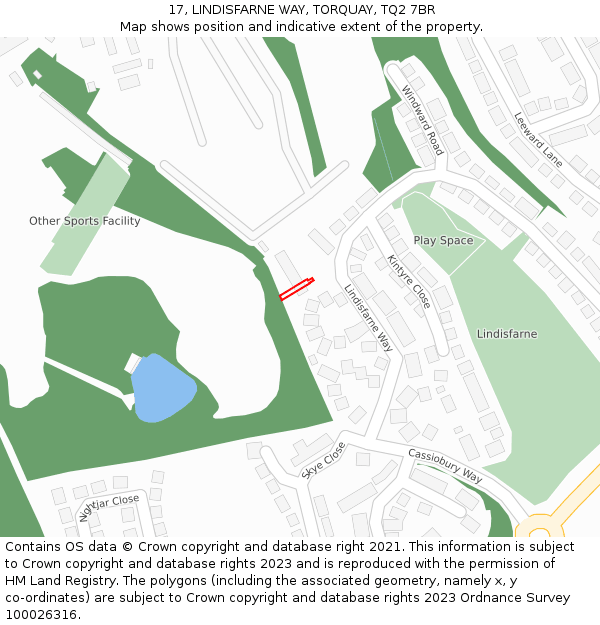 17, LINDISFARNE WAY, TORQUAY, TQ2 7BR: Location map and indicative extent of plot