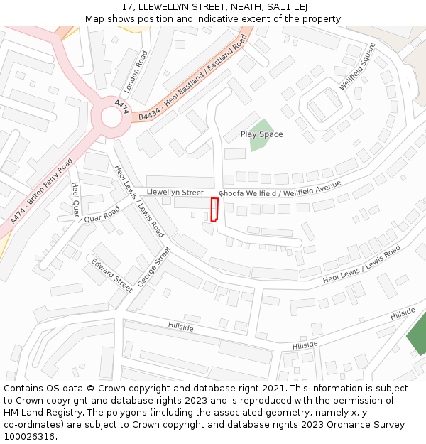 17, LLEWELLYN STREET, NEATH, SA11 1EJ: Location map and indicative extent of plot