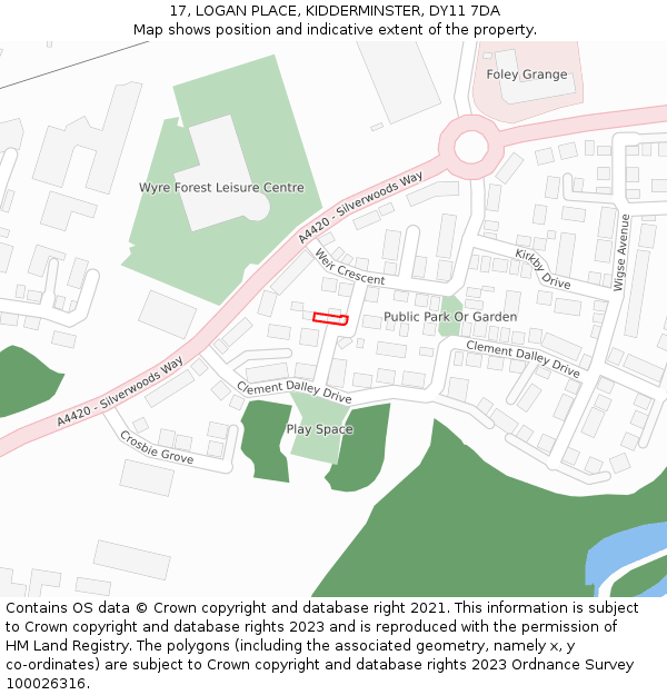 17, LOGAN PLACE, KIDDERMINSTER, DY11 7DA: Location map and indicative extent of plot