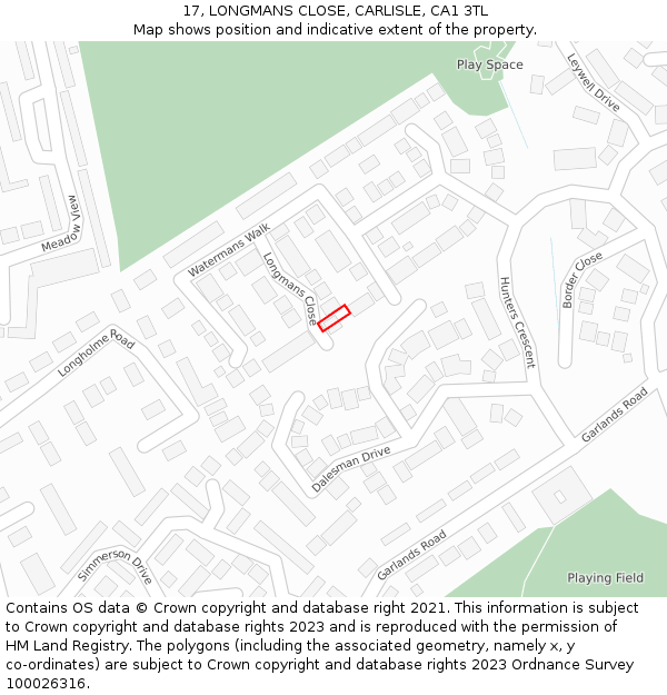 17, LONGMANS CLOSE, CARLISLE, CA1 3TL: Location map and indicative extent of plot