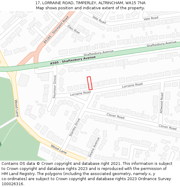 17, LORRAINE ROAD, TIMPERLEY, ALTRINCHAM, WA15 7NA: Location map and indicative extent of plot