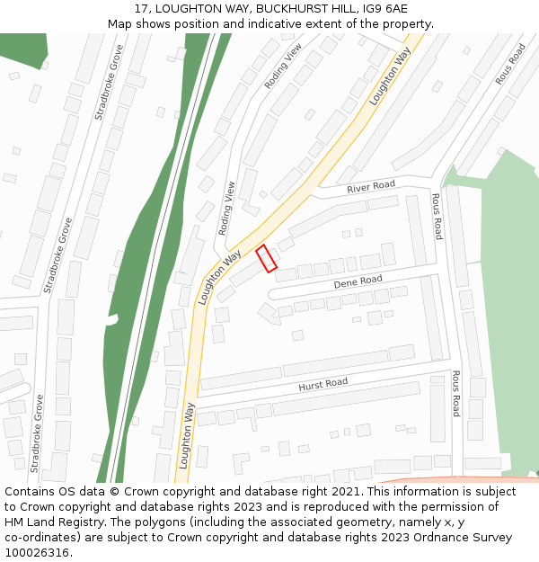 17, LOUGHTON WAY, BUCKHURST HILL, IG9 6AE: Location map and indicative extent of plot