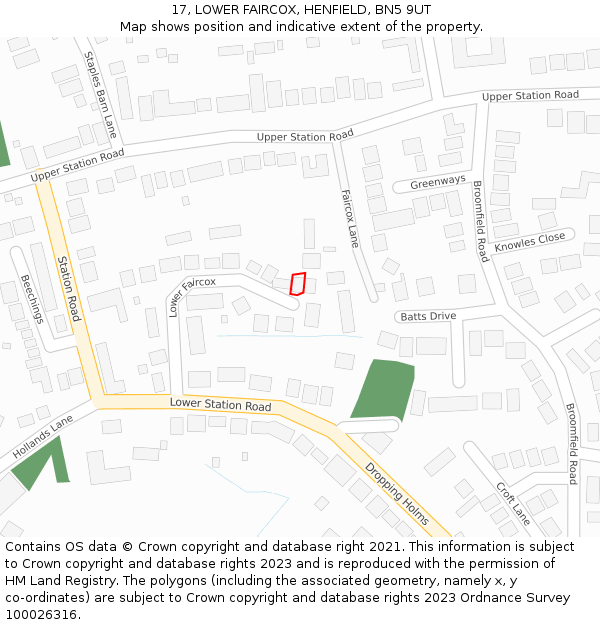 17, LOWER FAIRCOX, HENFIELD, BN5 9UT: Location map and indicative extent of plot