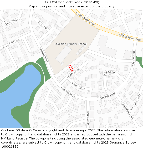 17, LOXLEY CLOSE, YORK, YO30 4XQ: Location map and indicative extent of plot