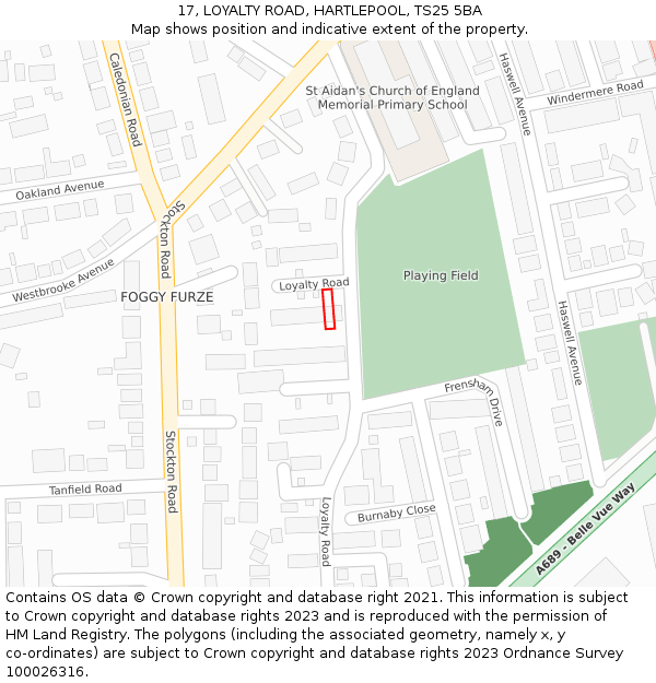 17, LOYALTY ROAD, HARTLEPOOL, TS25 5BA: Location map and indicative extent of plot