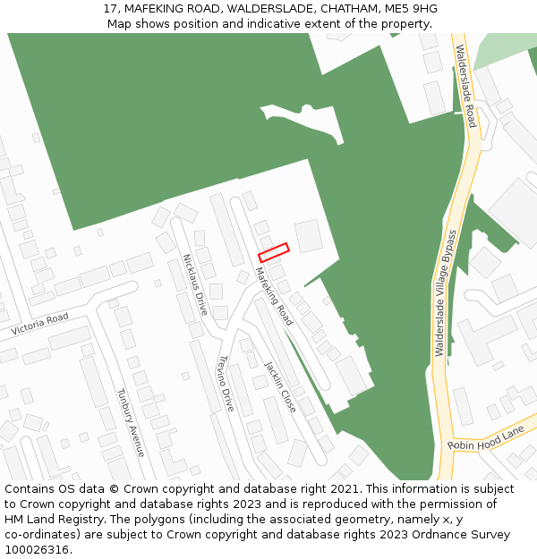 17, MAFEKING ROAD, WALDERSLADE, CHATHAM, ME5 9HG: Location map and indicative extent of plot