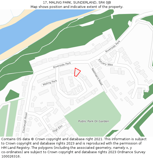 17, MALING PARK, SUNDERLAND, SR4 0JB: Location map and indicative extent of plot