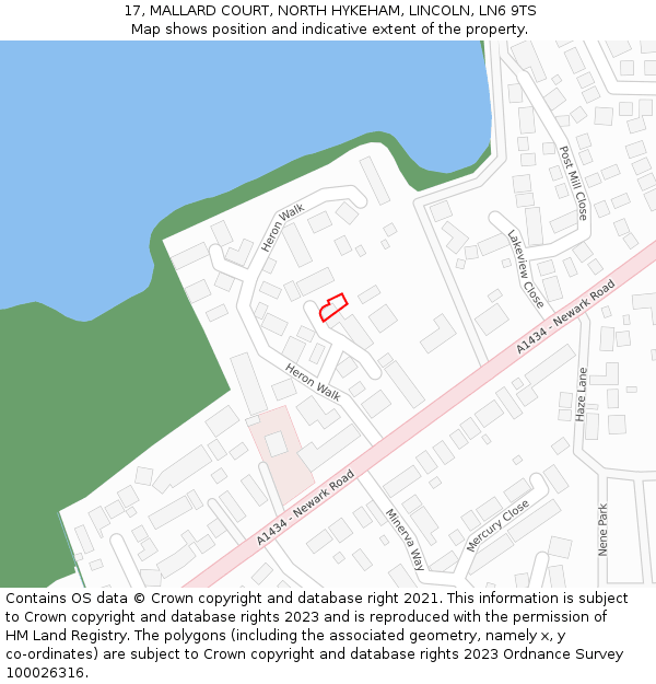 17, MALLARD COURT, NORTH HYKEHAM, LINCOLN, LN6 9TS: Location map and indicative extent of plot