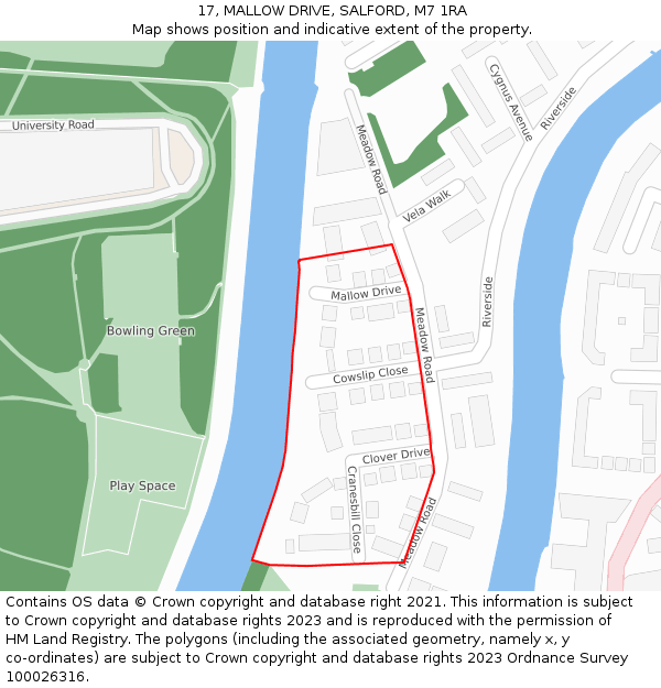 17, MALLOW DRIVE, SALFORD, M7 1RA: Location map and indicative extent of plot