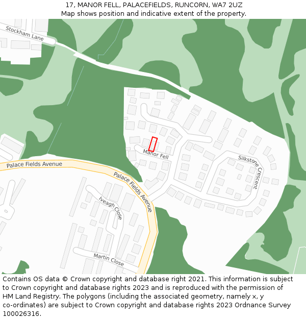 17, MANOR FELL, PALACEFIELDS, RUNCORN, WA7 2UZ: Location map and indicative extent of plot