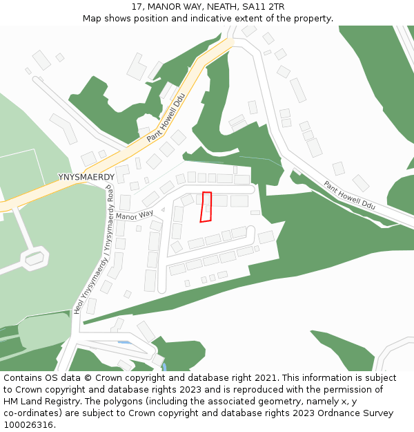 17, MANOR WAY, NEATH, SA11 2TR: Location map and indicative extent of plot