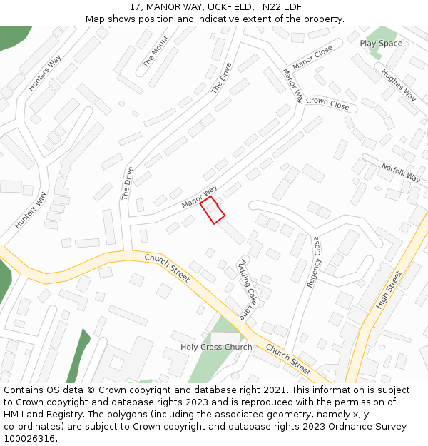 17, MANOR WAY, UCKFIELD, TN22 1DF: Location map and indicative extent of plot