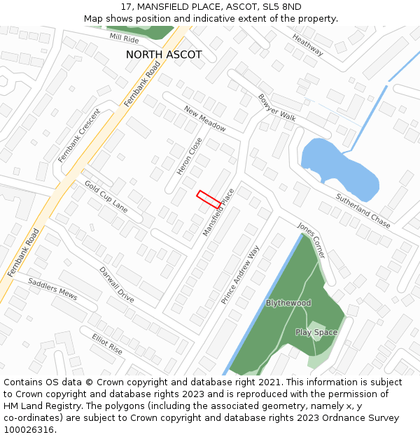 17, MANSFIELD PLACE, ASCOT, SL5 8ND: Location map and indicative extent of plot