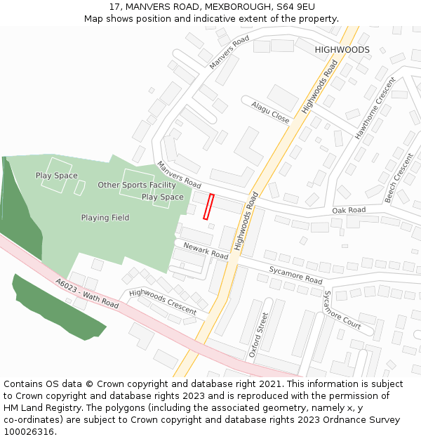 17, MANVERS ROAD, MEXBOROUGH, S64 9EU: Location map and indicative extent of plot