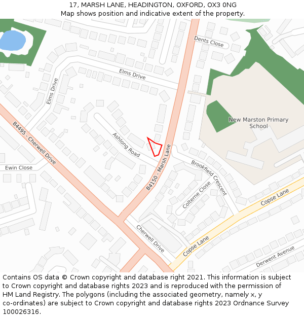 17, MARSH LANE, HEADINGTON, OXFORD, OX3 0NG: Location map and indicative extent of plot