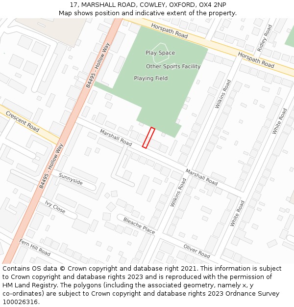 17, MARSHALL ROAD, COWLEY, OXFORD, OX4 2NP: Location map and indicative extent of plot