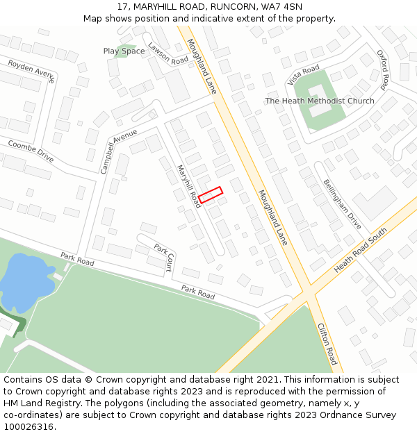 17, MARYHILL ROAD, RUNCORN, WA7 4SN: Location map and indicative extent of plot