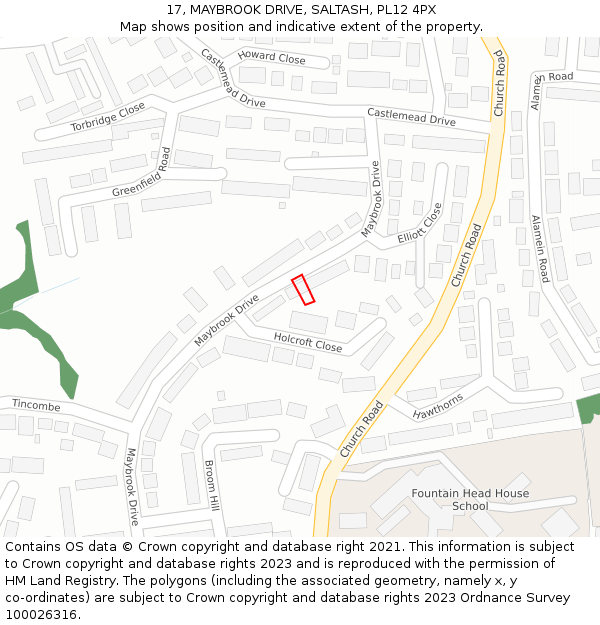 17, MAYBROOK DRIVE, SALTASH, PL12 4PX: Location map and indicative extent of plot