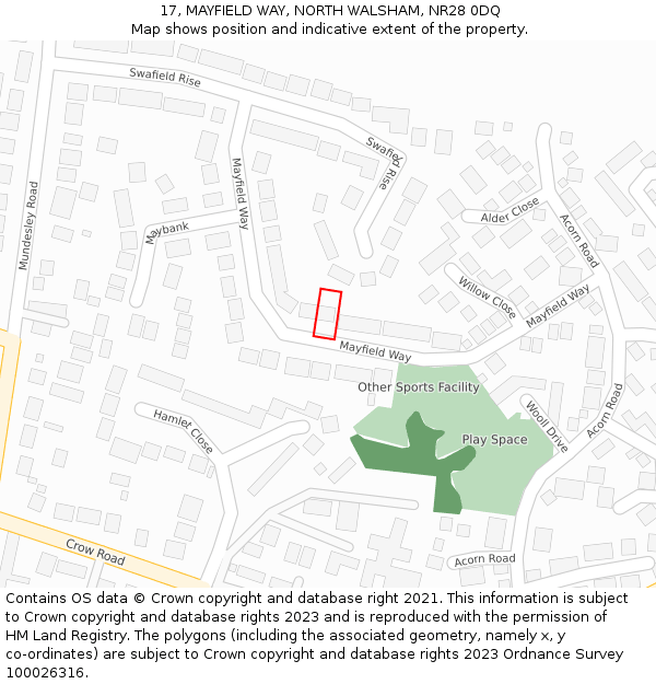 17, MAYFIELD WAY, NORTH WALSHAM, NR28 0DQ: Location map and indicative extent of plot