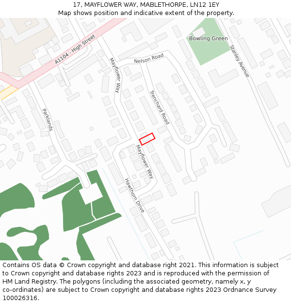 17, MAYFLOWER WAY, MABLETHORPE, LN12 1EY: Location map and indicative extent of plot