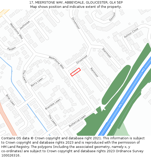 17, MEERSTONE WAY, ABBEYDALE, GLOUCESTER, GL4 5EP: Location map and indicative extent of plot