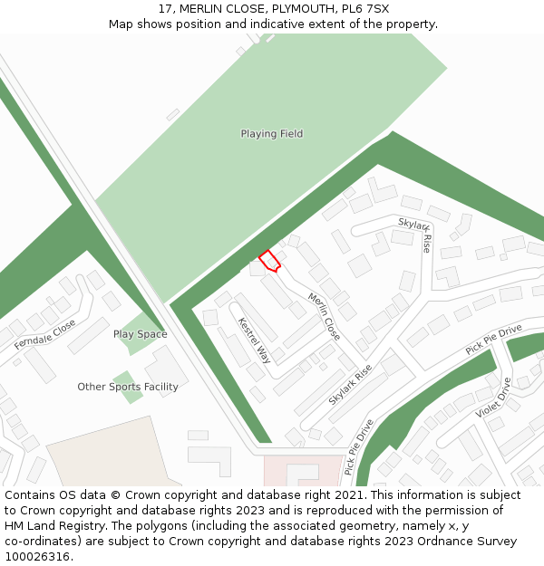 17, MERLIN CLOSE, PLYMOUTH, PL6 7SX: Location map and indicative extent of plot