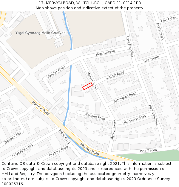 17, MERVYN ROAD, WHITCHURCH, CARDIFF, CF14 1PR: Location map and indicative extent of plot