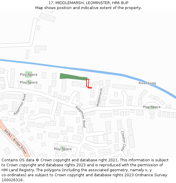 17, MIDDLEMARSH, LEOMINSTER, HR6 8UP: Location map and indicative extent of plot