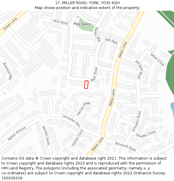 17, MILLER ROAD, YORK, YO30 6QH: Location map and indicative extent of plot