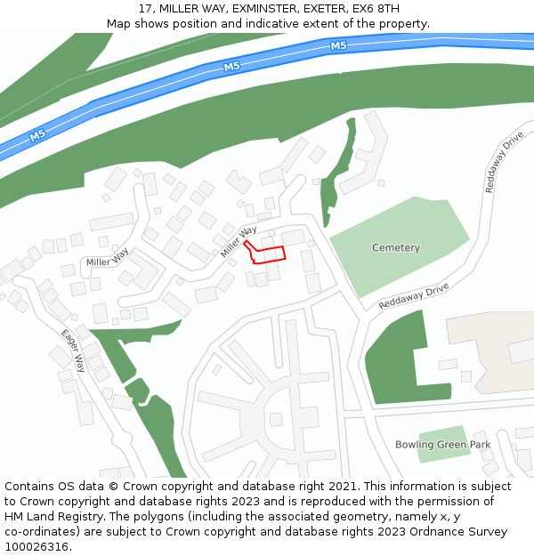 17, MILLER WAY, EXMINSTER, EXETER, EX6 8TH: Location map and indicative extent of plot