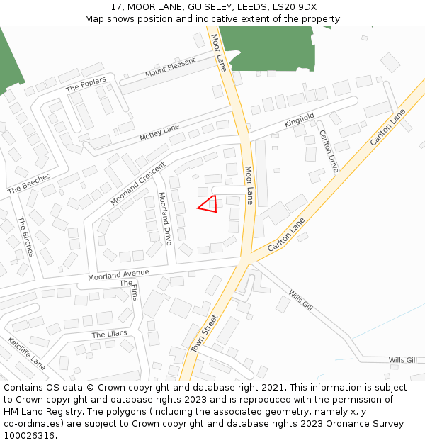 17, MOOR LANE, GUISELEY, LEEDS, LS20 9DX: Location map and indicative extent of plot