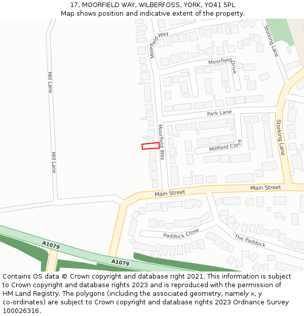 17, MOORFIELD WAY, WILBERFOSS, YORK, YO41 5PL: Location map and indicative extent of plot