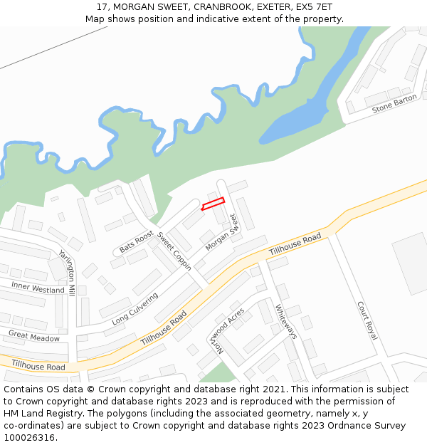 17, MORGAN SWEET, CRANBROOK, EXETER, EX5 7ET: Location map and indicative extent of plot
