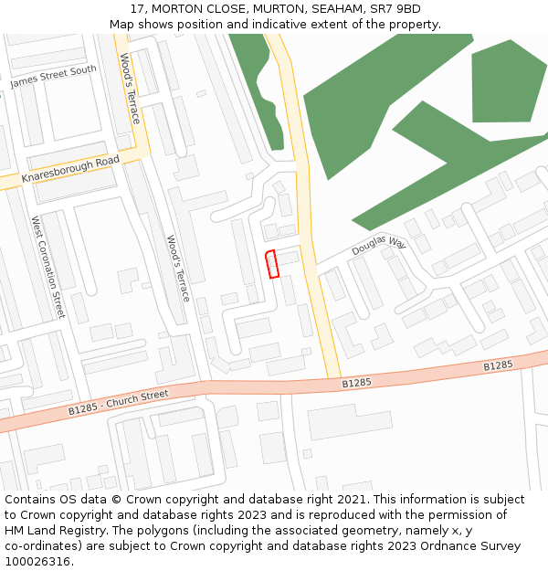 17, MORTON CLOSE, MURTON, SEAHAM, SR7 9BD: Location map and indicative extent of plot