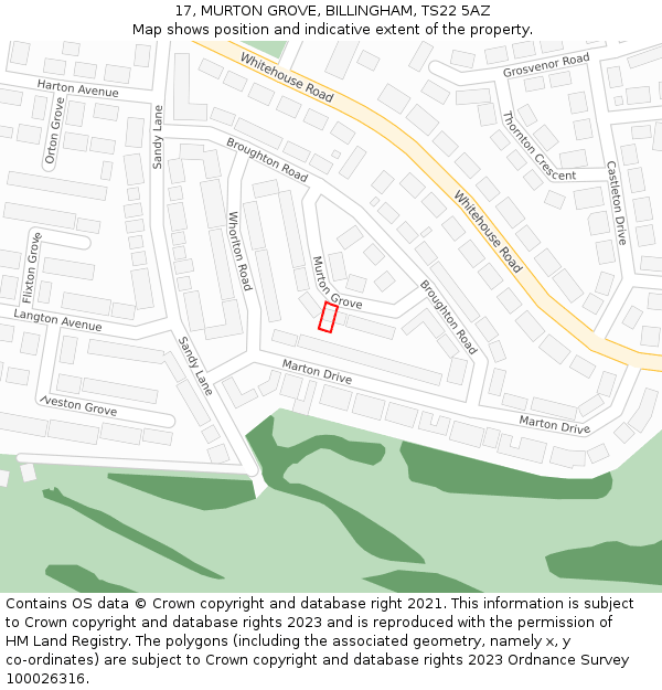 17, MURTON GROVE, BILLINGHAM, TS22 5AZ: Location map and indicative extent of plot