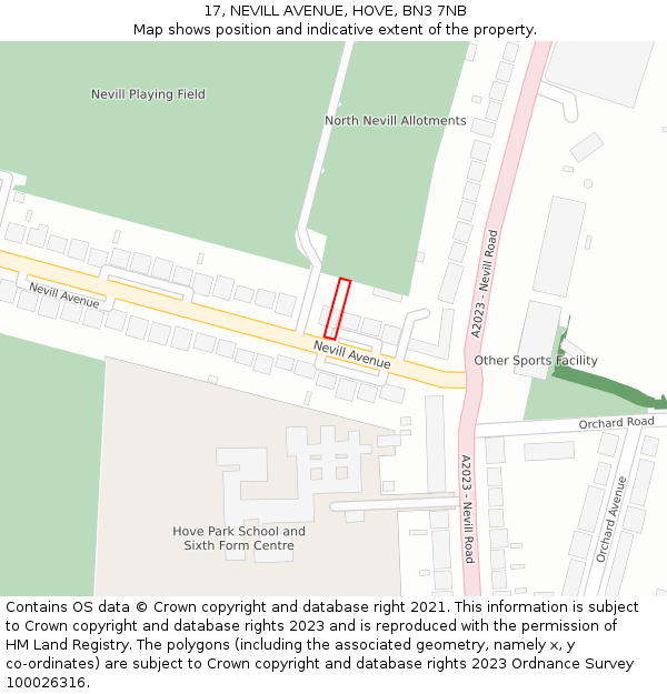 17, NEVILL AVENUE, HOVE, BN3 7NB: Location map and indicative extent of plot