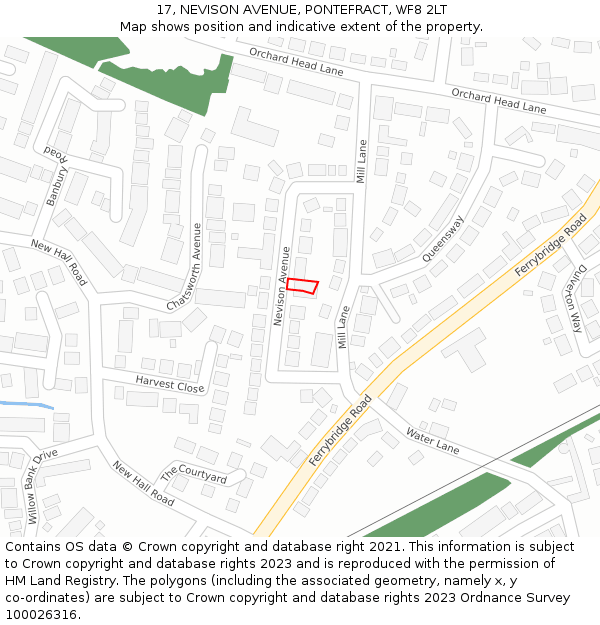 17, NEVISON AVENUE, PONTEFRACT, WF8 2LT: Location map and indicative extent of plot