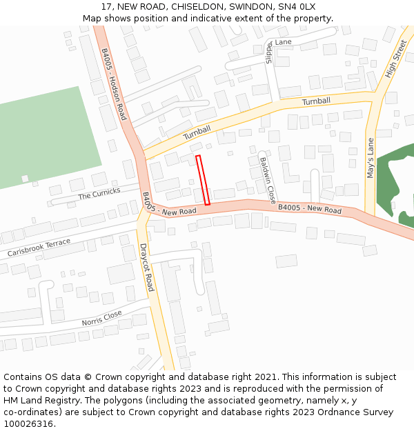 17, NEW ROAD, CHISELDON, SWINDON, SN4 0LX: Location map and indicative extent of plot