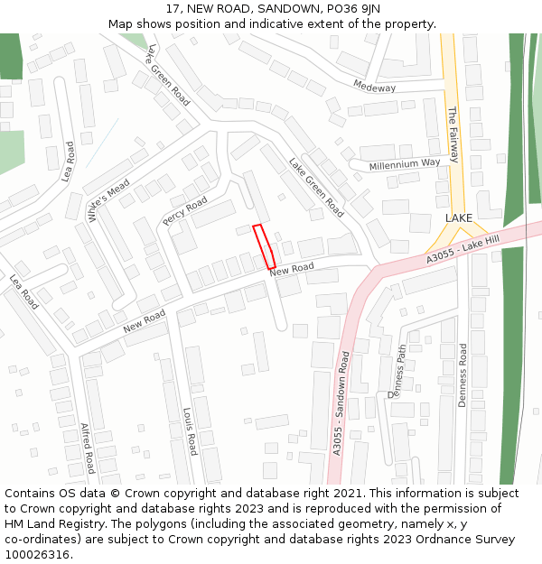 17, NEW ROAD, SANDOWN, PO36 9JN: Location map and indicative extent of plot